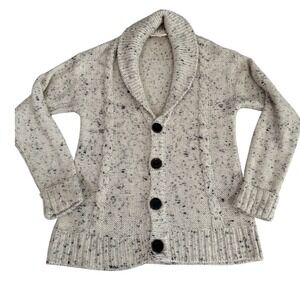 ModCloth Speckled Cable Knit Shawl‎ Collar Button Front Cardigan Sweater Size S